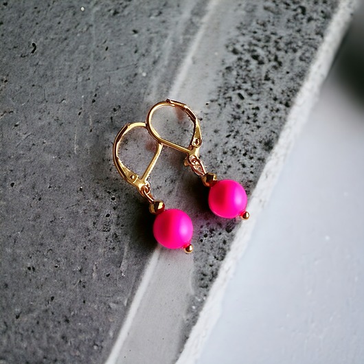 kolczyki swarovski Swarovski neon pearls : neon pink : drobne kolczyki