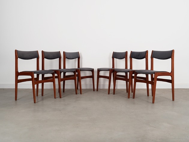 krzesła Komplet sześciu krzeseł tekowych, duński design, lata 60, produkcja: Dania