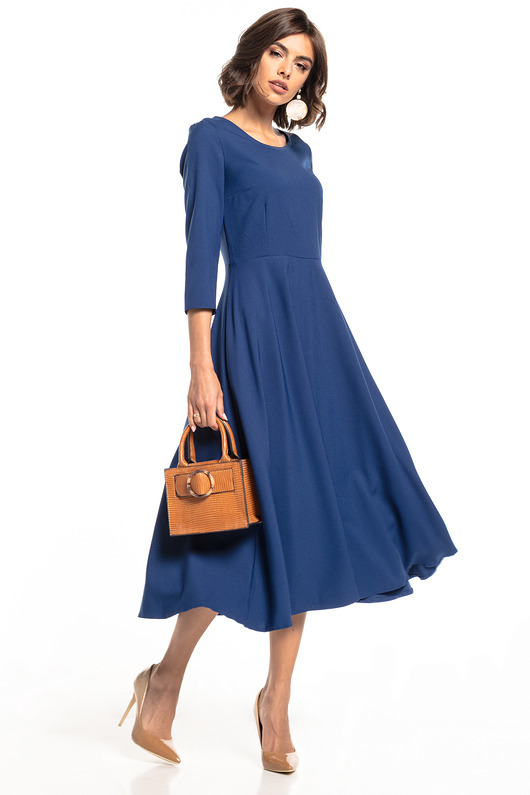 Elegancka sukienka maxi,T327,granat TESSITA