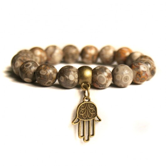 jaspis oceaniczny & hamsa (ręka fatimy) kaktusia