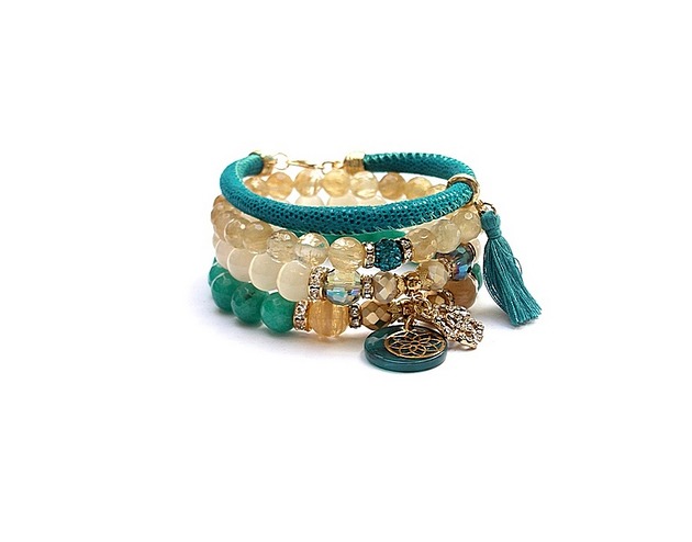 bransoletki z kamieni naturalnych Turquoise and ivory vol. 2 /16-08-22/ set