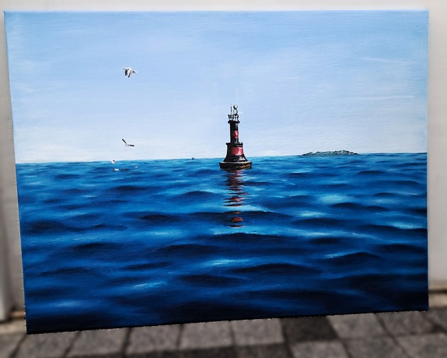 obrazy Fale Adriatyku Obraz Olejny 60x80 Morze Latarnia Błękit Spokój Ocean