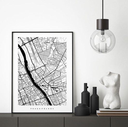 Praga-Połnoc - plakat z planem dzielnicy PLAKATY GEOMETRYCZNE