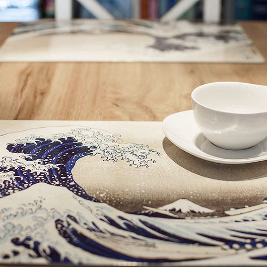 podkładki do kuchni Wielka fala, Hokusai, zestaw 4 dużych podkładek