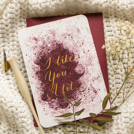 kartki scrapbooking Kartka Walentynkowa "Maroon Love" I LIKE YOU