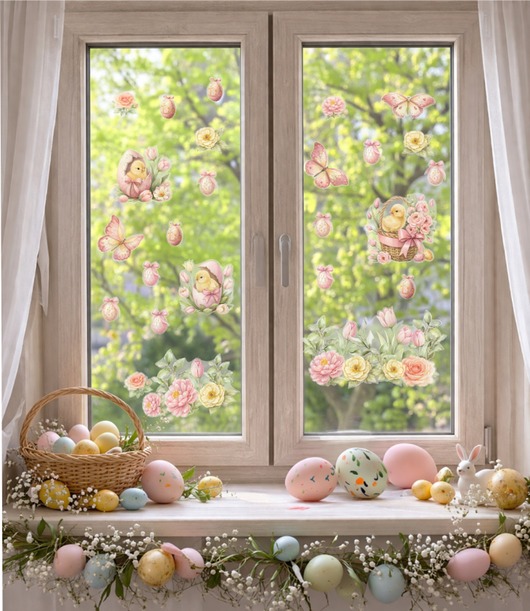 ozdoby wielkanocne Wielkanocne naklejki na okno 
