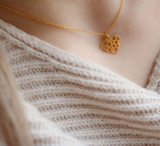 złote naszyjniki Naszyjnik ażurowe serduszko srebro 925 pozłacane