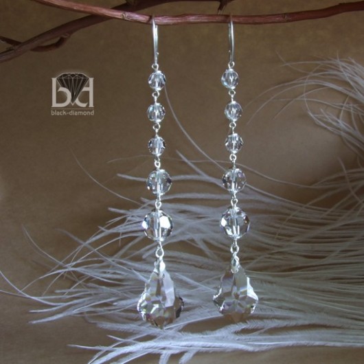 b. długie - Ślubne kryształ Swarovski Black Diamond