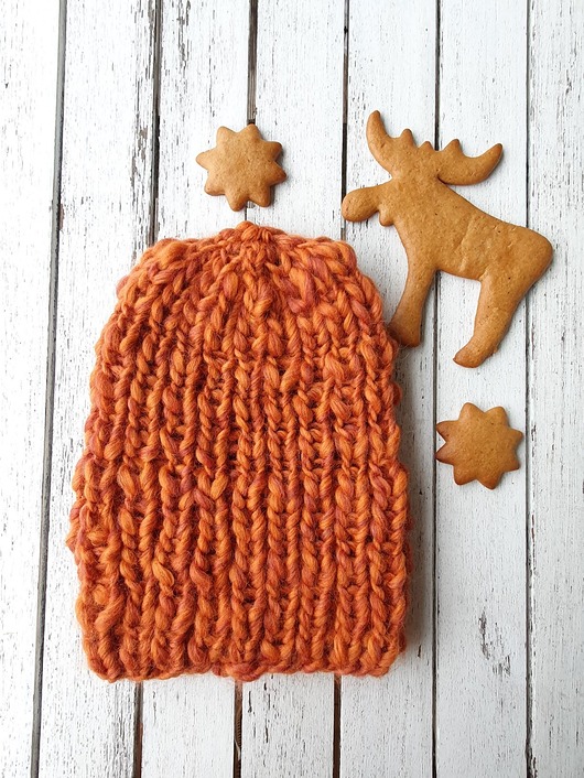 czapki damskie Beanie HANDMADE ruda