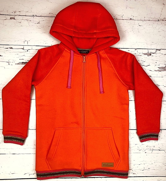 bluzy dla dziewczynki Bluza rozpinana dwa pomarańcze - odCZAPY Kids