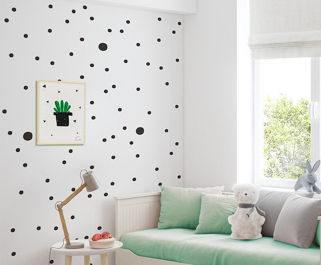 naklejki ścienne do pokoju dziecka Tapeta dla dzieci Kropki (Black Dots)