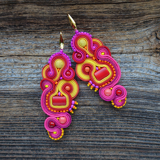 kolczyki soutache Letnie i kolorowe kolczyki sutasz