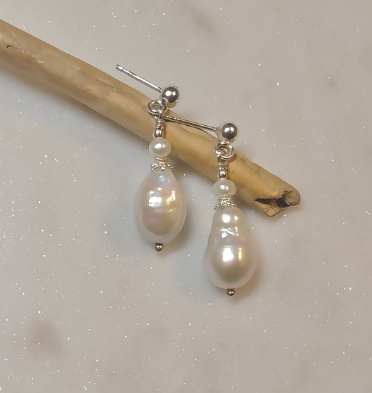 kolczyki srebrne Srebrne kolczyki z perłą barokową