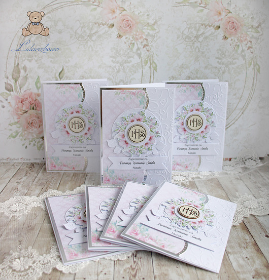 zaproszenia na komunię Zaproszenia na Komunię, komunijne "Pink Blossom"