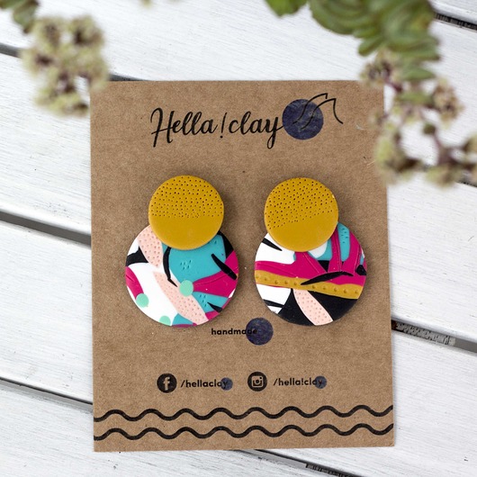 Oryginalne kolczyki handmade na wkrętki Hellaclay