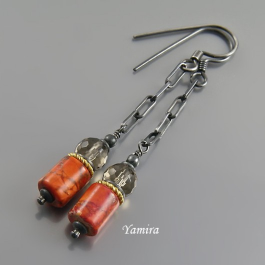 Kolczyki - jaspisy orange yamira