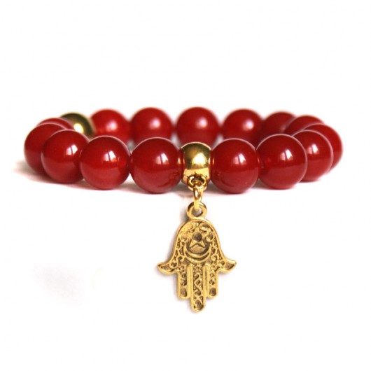 czerwony jadeit & hamsa (ręka fatimy) kaktusia