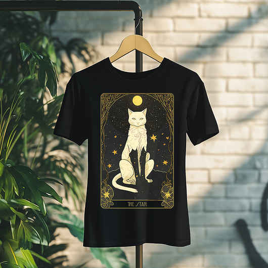 t-shirty męskie Koszulka - Kocia karta Tarota - Gwiazda, The Star #13