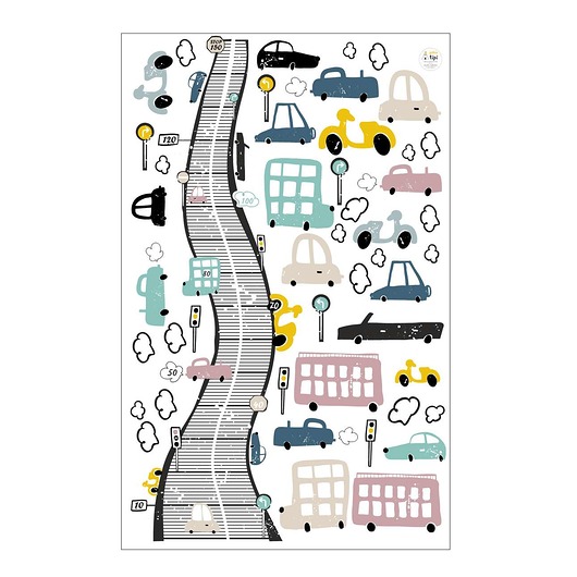 naklejki ścienne do pokoju dziecka Zestaw naklejek Colorful Traffic 152x100cm