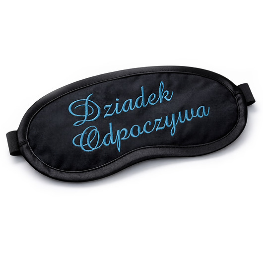 opaski na oczy OPASKA Czarna bawełniana haftowana - Dziadek odpoczywa PREZENT
