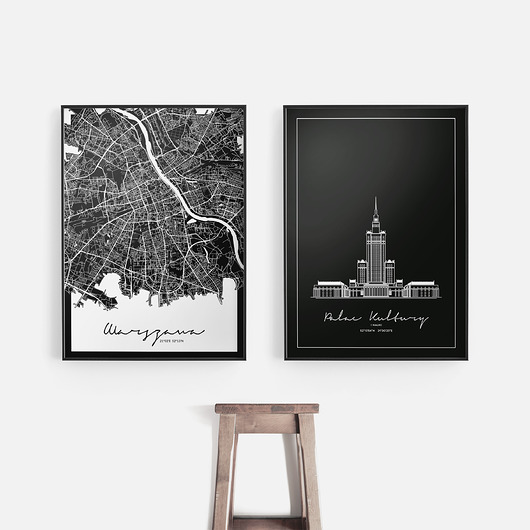 Zestaw 2 plakatów - Warszawa - Pałac Kultury Peszkowski Graphic