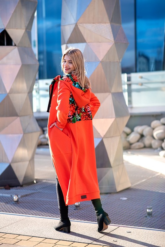 bluza z kapturem damska Mega długa bluza Fiesta