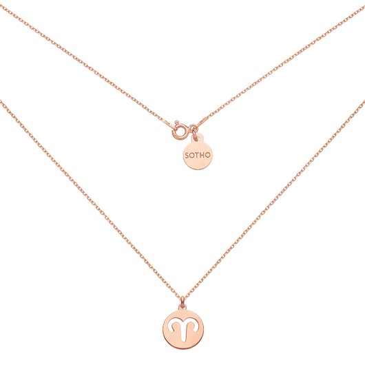 srebrne naszyjniki Naszyjnik z różowego złota z zodiakiem Barana