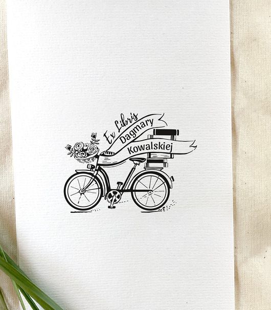 ROWER I KSIĄŻKI Stempel Ex libris Malu Studio
