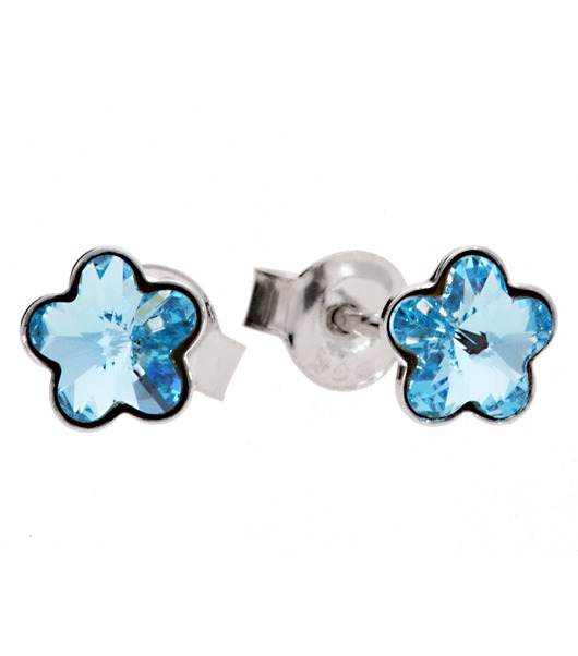Małe kolczyki niebieskie kwiatki Swarovski KOM Biżuteria