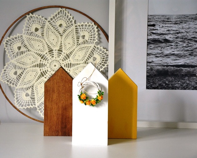 3 domki z wiankiem Wooden Love
