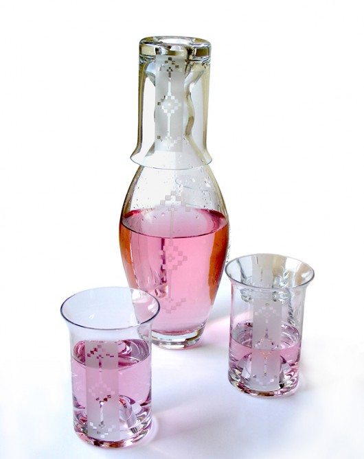 karafka i sześć szklaneczek Borowska Glass Design