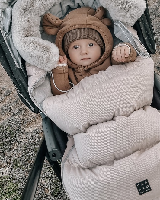 śpiwory i rożki niemowlęce BeVelvet! Śpiworek zimowy do wózka - caffe latte