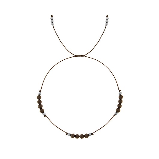 bransoletki - inne Black&Gold - bransoletka z kamieni naturalnych na jedwabnej nici - Srebrne