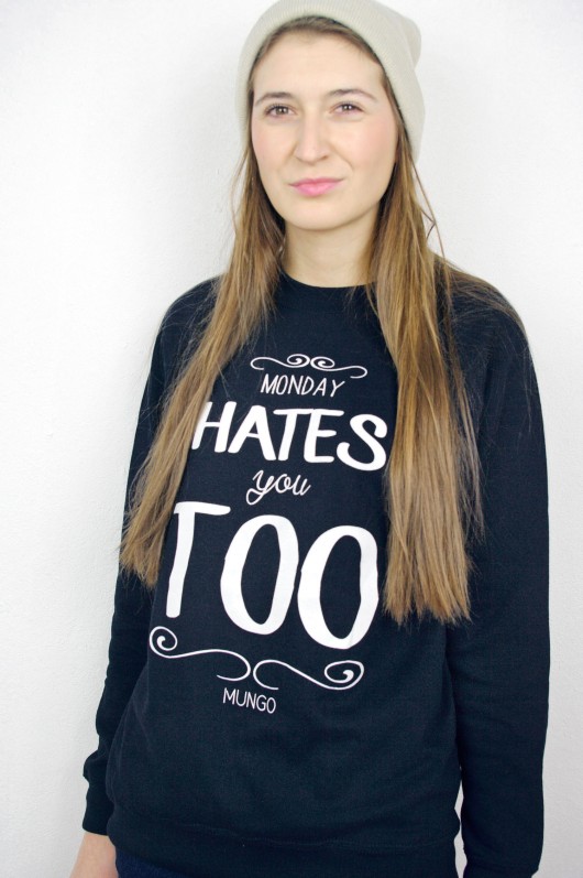 BLUZA MONDAY HATES YOU TOO granatowa s - m MUNGO