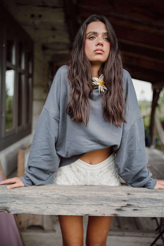 bluza bez kaptura damska Bluza z bawełny organicznej, GRAPHITE GRAY