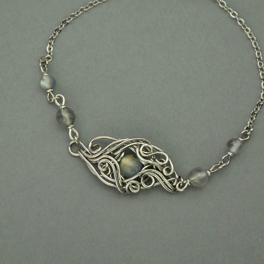 bransoletki wire wrapping Bransoletka regulowana złoty labradoryt wire wrapping