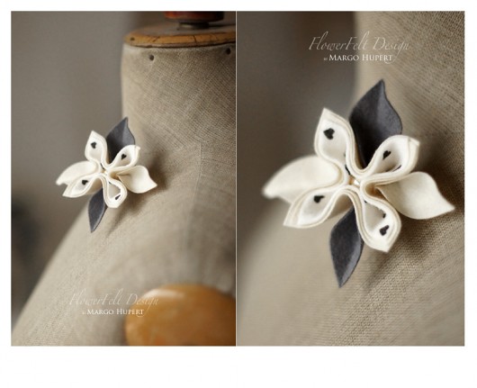 ecru z serduszkami FlowerFelt Design