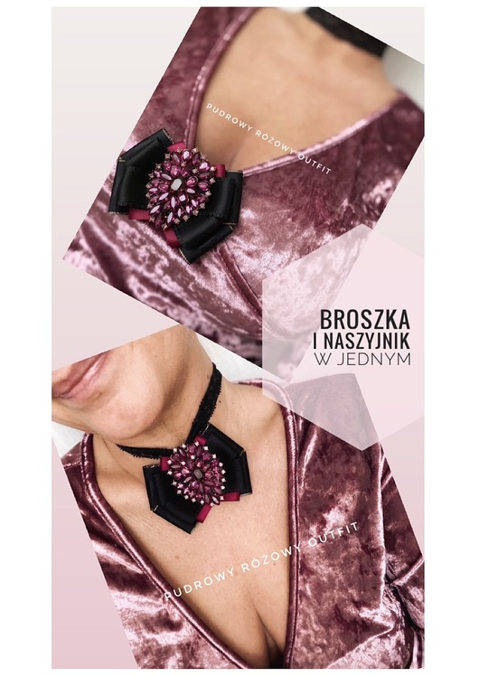 broszki Brosza Burgund z ozdobą z kryształkami  NOWOŚĆ