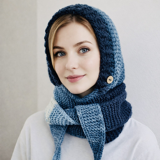 czapki damskie Balaclava kominiarka kapturoszal zamiast czapki handmade 53-55 cm