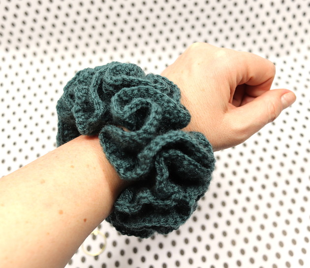 gumki do włosów Frotka do włosów scrunchie gumka szydełkowa szmaragd