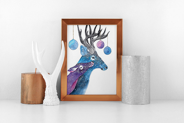 Plakat ilustracja magia świąt renifer Arty arty