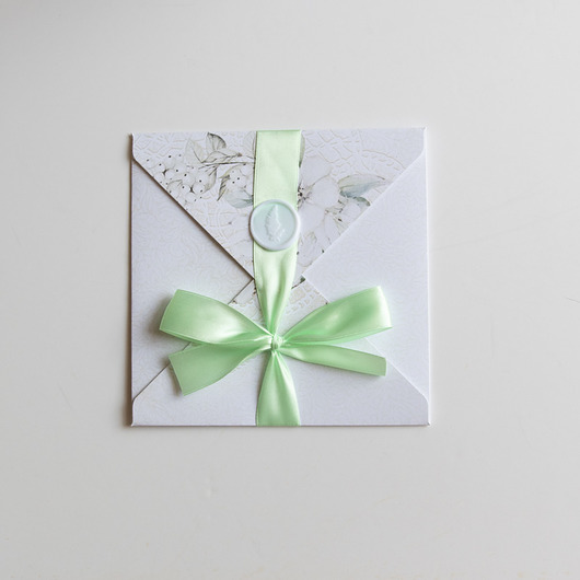 kartki scrapbooking Kartka ślubna kopertówka kwiatowa miętowa