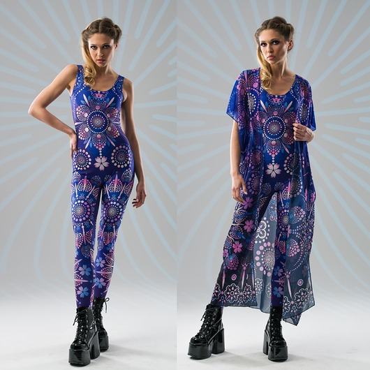 kombinezony damskie Zestaw BLUE MANDALA BLISS - Kombinezon z kimonem