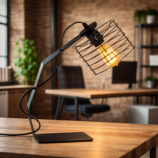 lampy stołowe Metalowa lampa biurkowa stołowa loftowa druciana DALBY LOFT