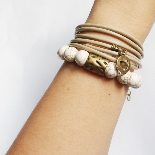 KOMPLET bransoletek :: vintage cream & beige I kaktusia