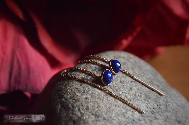 kolczyki z kamieniami Lapis Lazuli Kolczyki Srebro 18K złoto