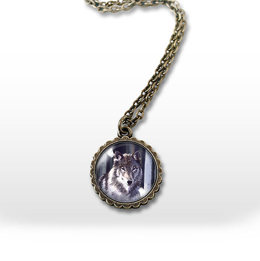 wisiory Medalion - Szary wilk - mały, brąz