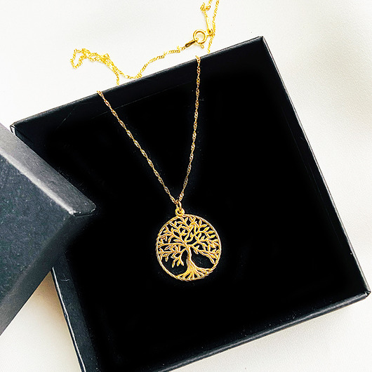 wisiory NASZYJNIK z drzewem, złote drzewko