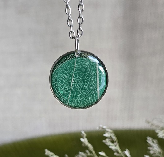 wisiory Wieczne kwiaty srebrny wisiorek prawdziwy liść listek