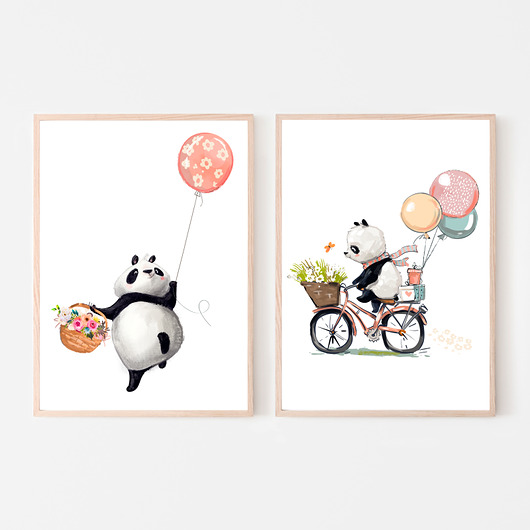 PLAKAT, OBRAZEK panda komplet  Dekoracjan